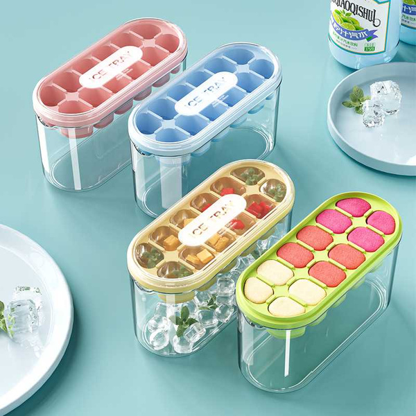 Molde para cubitos de hielo con recipiente y tapa molde de silicona para cubitos de hielo