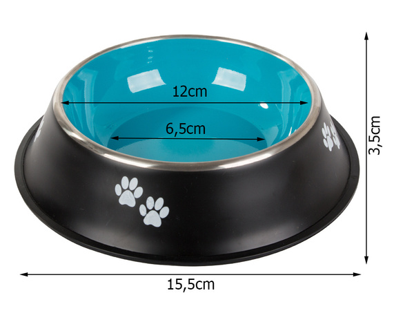 Metal dog bowl gum anti-slip 150ml