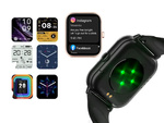 Reloj inteligente para mujer y hombre con correa de goma, deportivo, Bluetooth, llamadas, negro
