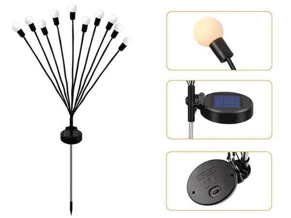 LAMPES DE JARDIN SOLAIRES BOULE 2 PIÈCES DE 8 LAMPES LED LONGUEUR 70 CM