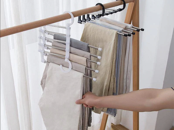 5 paires de porte-pantalons extractibles pour armoire