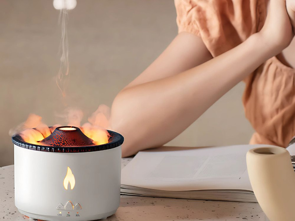 Humidificador de aire led difusor rgb volcán fragancia niebla fuego explosión