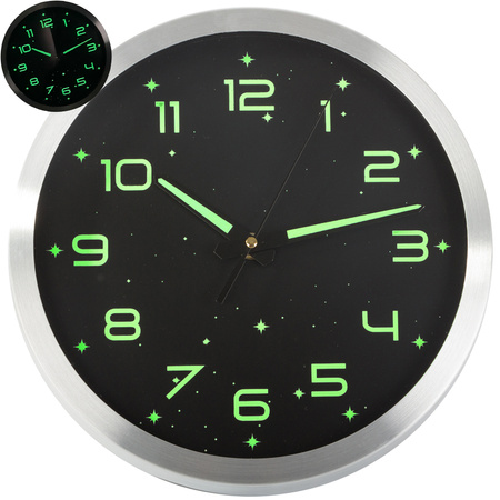 Grande horloge fluorescente lumiere etoiles 30cm