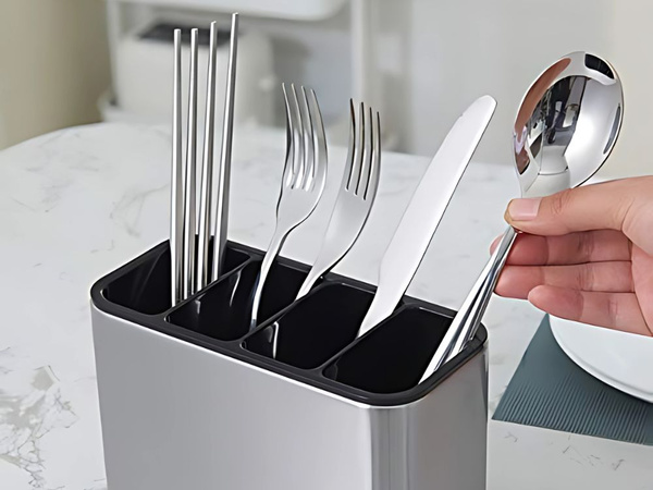 Besteckkasten edelstahl küchenorganisator 4 fächer kasten