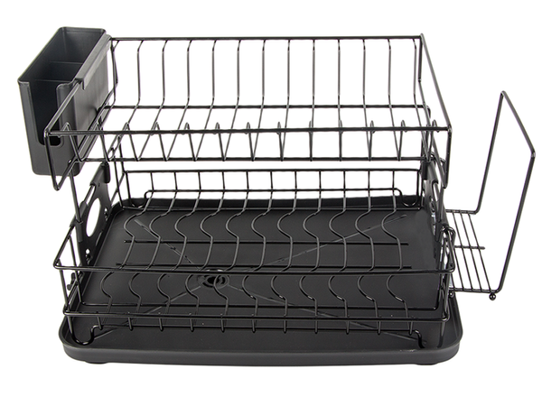Dvonadstropni sušilnik za krožnike, jedilni pribor in skodelice s pladnjem za odcejanje
