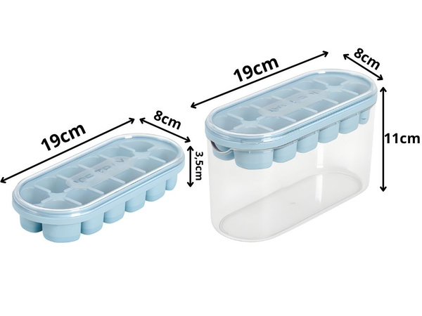 Forma do kostek lodu z pojemnikiem i pokrywką silikonowa kostkarka foremka