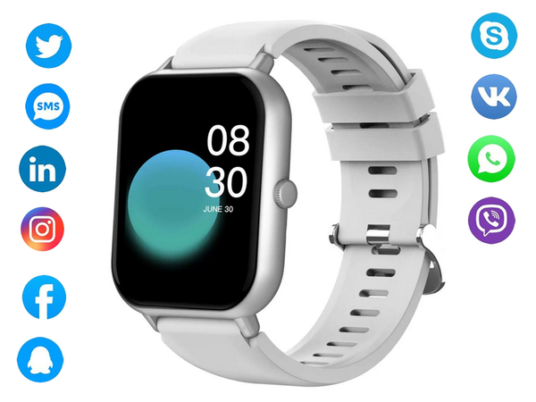 Smartwatch sieviešu vīriešu gumijas siksna sporta bluetooth sarunas pelēka