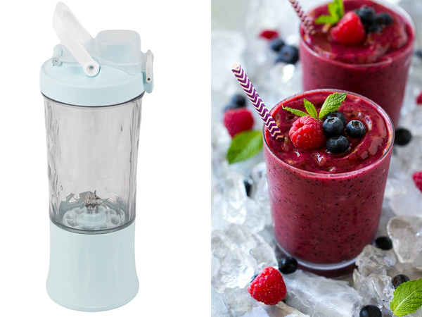 Portable USB wireless smoothie blender, ice crusher, blue