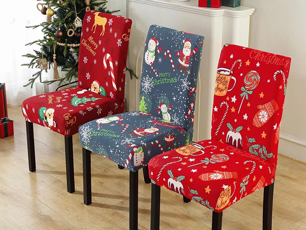 Funda de silla de navidad decorativa universal banda elástica michael