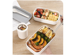 Frühstücksbox mit fächern stapelbarer behälter xxl besteck lunchbox 1400 ml