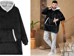 Теплая толстовка oversize одеяло xxl 2in1 толстый мех мягкий капюшон халат