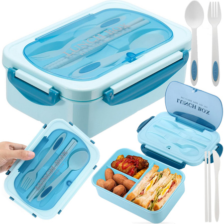 Lunchbox snídaňový box na snídani oběd s přihrádkami příbory