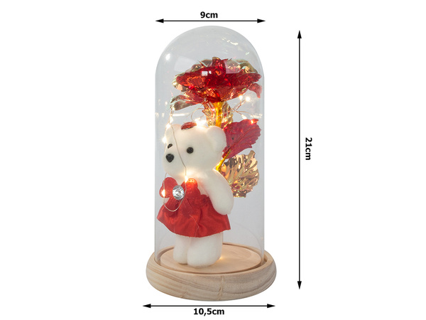 Everlasting rose in glass led luminous glass box women's day gift