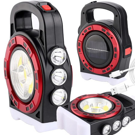 Solar taschenlampe tragbar wiederaufladbar led licht powerbank reflektor strom