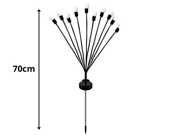 SOLAR GARDEN LIGHTS BALLS 2 PIECES WITH 8 LED LIGHTS EACH, 70 CM LONG