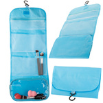 Collapsible vanity case hanging bathroom organiser with hanger