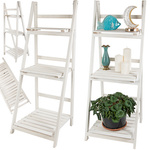 Wooden standing flower bed ladder three shelves plant shelf