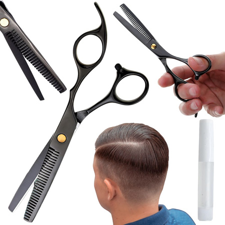 Profesionální kadeřnické nůžky na odstraňování odrostů, 17 cm, černé, texturující