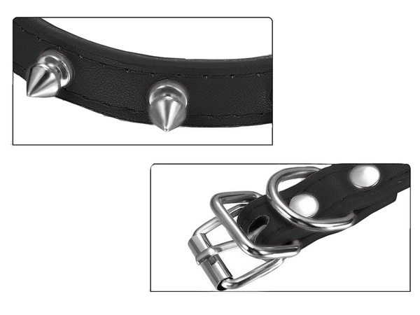 Nietenhalsband öko-leder verstellbar l