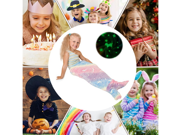 Coada sirenei pătură pătură sac de dormit cald luminos pentru fete cal moale