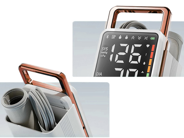 Upper arm blood pressure monitor readable ecan arrhythmia blood pressure monitor