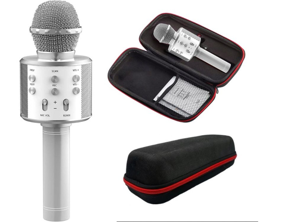 Wireless microphone bluetooth karaoke speaker round with case various modes
