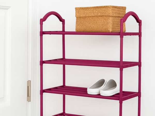 Shoe shelf shoe organiser stackable cabinet pink 4-level shelf unit large