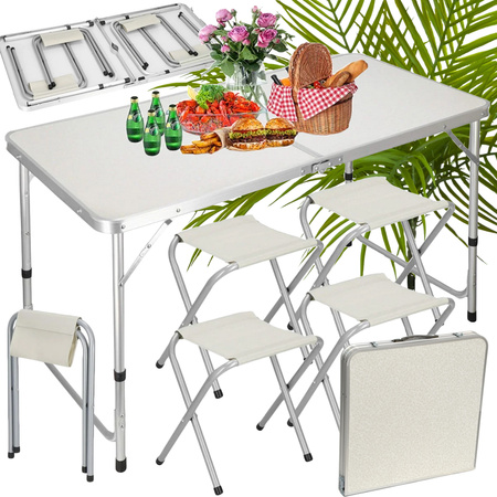 Mesa plegable camping juego de mesa turistica con 4 sillas mesa de jardin