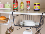 Metal basket under cabinet top 5 hooks paper holder
