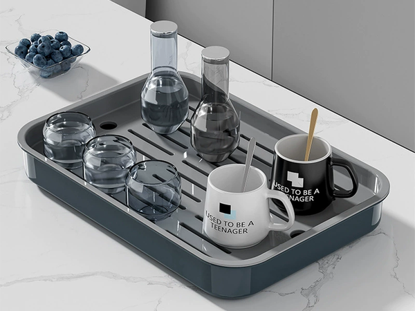 Two-layer kitchen tray drining rack for dishes vegetables fruit plastic