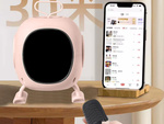 Bluetooth-karaoke-lautsprecher mit mikrofon led farbige quadrate musik rgb