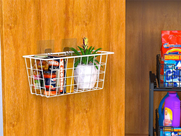 Hanging basket metal organiser hanging shelf white strong