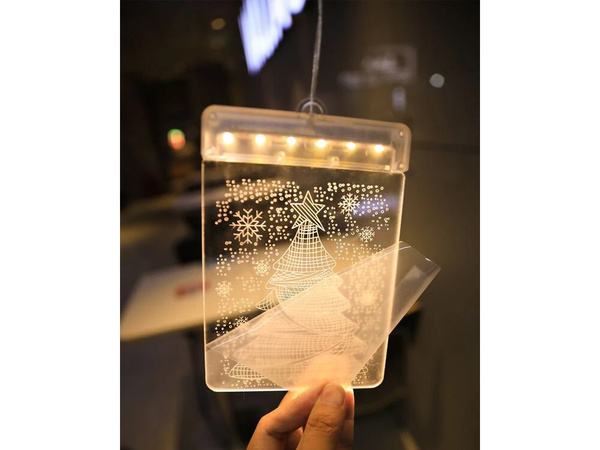 3d ólomüveg ablak dekoráció karácsonyi fények