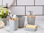 Set de baño cepillo de baño wc dispensador de jabón cestilla de bambú 5