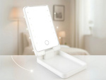 Espejo cosmético con iluminación led para maquillaje, plegable, de viaje