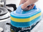 Sponge cleaning brush with handle bathroom kitchen universal