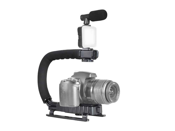 Vlogging kit grabación vídeo trípode micrófono soporte teléfono