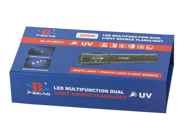 Taktische taschenlampe bailong zoom cree led q3 uv test