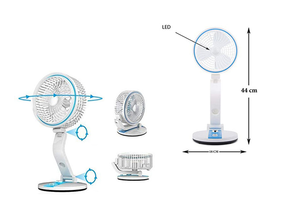 Salokāms ventilators bezvadu galda lampa stāvošs galda ventilators
