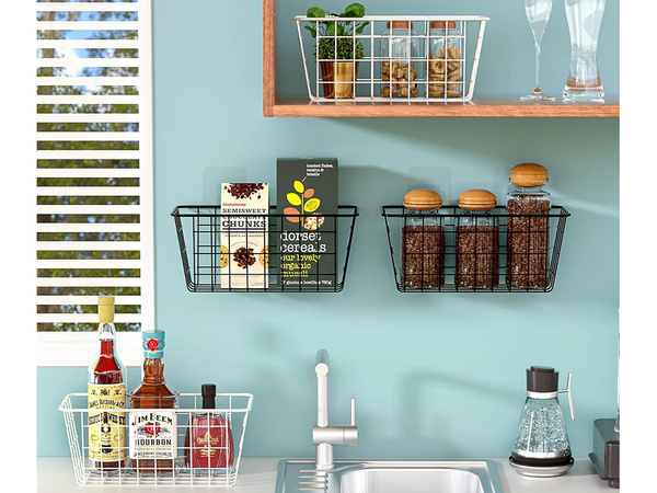 Viseča košara kovinski organizator viseča kuhinjska polica črna