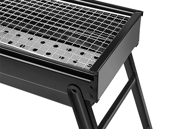 Cestovný gril prenosný skladací kufor na drevené uhlie kempingový bbq veľký