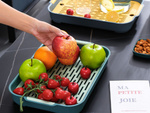 Two-layer kitchen tray with drain for dishes, vegetables, fruit, plastic