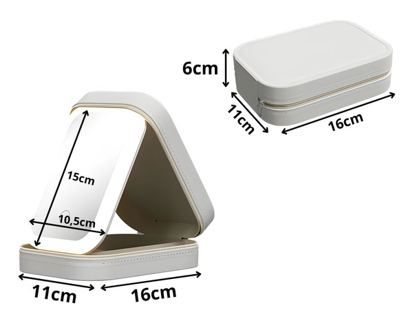 Makeup mirror with led lighting organiser for travel cosmetics