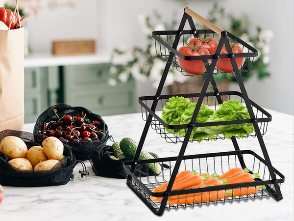 Étagère de cuisine loft organisateur de cuisine à trois étages avec panier