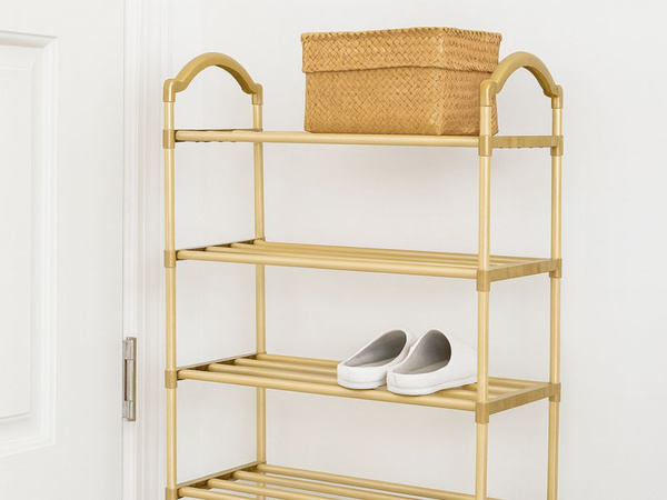 Estante para zapatos organizador de calzado armarios de dos pisos estantería dorada 4 niveles grande