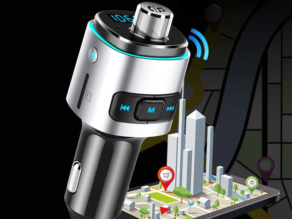 Bluetooth fm transmiteris automobilio įkroviklis fast 2x usb iluminacija