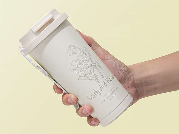 Tasse thermique 530 ml avec paille et poignée en acier, thermos pour boissons chaudes et froides