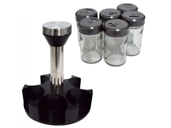 Organizér na koření otočné skleněné nádoby 6 kusů koření sůl