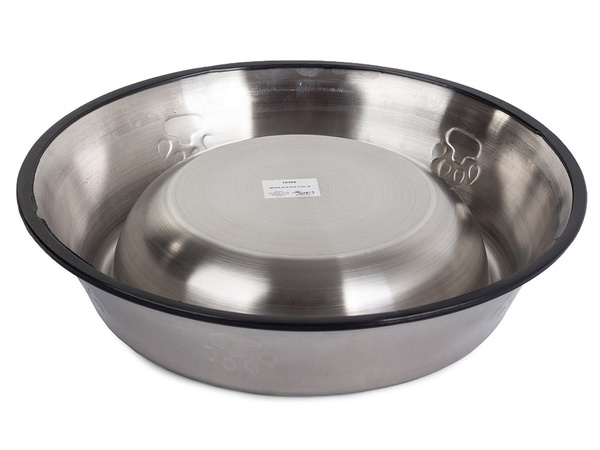 Metal bowl for dog cat silver on rubber 0.5l