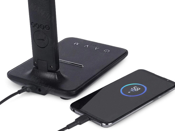 Lámpara de escritorio led reloj usb escolar cargador qi